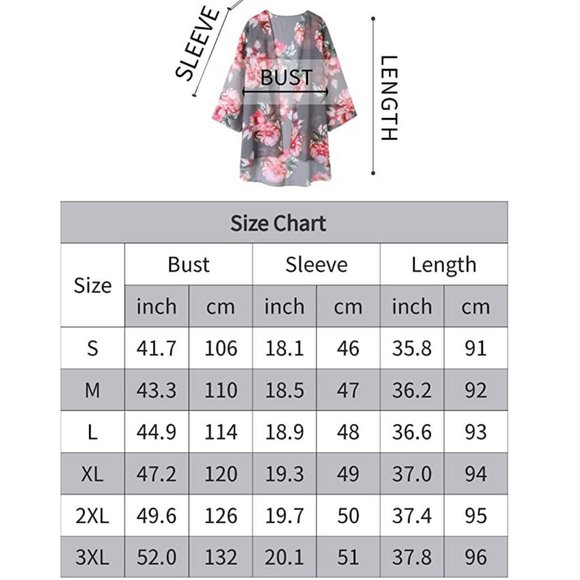 Women’s Print Sheer Flowy Summer Chiffon Loose Cas - Picture 10 of 10